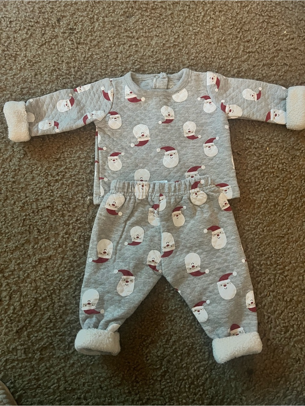 chick pea Gray and Red Santa Print One-Piece Bodysuit